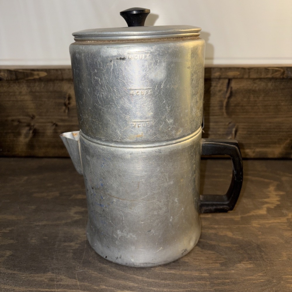 Enterprise Aluminum Co. Drip-O-Lator Vintage Aluminum Manual Coffee Maker 4+ Cup